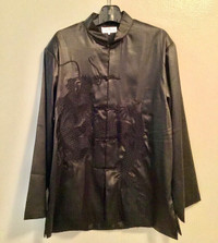 Black Dragon embroidery Silk Jacket, Chinese TangZhuang