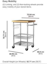 Kitchen Cart - SSteel & Bamboo