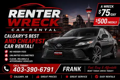 RENTER WRECK – CALGARY’S BEST & CHEAPEST CAR RENTALS! Only $75/Day or $500/Week! Looking for a relia...