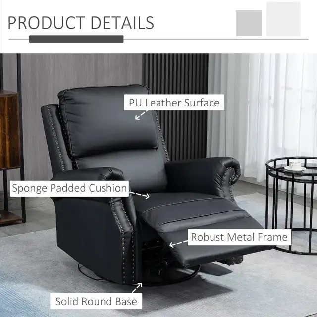 Manual Recliner Chair 360° Swivel Rocking Armchair Sofa in Chairs & Recliners in Markham / York Region - Image 8