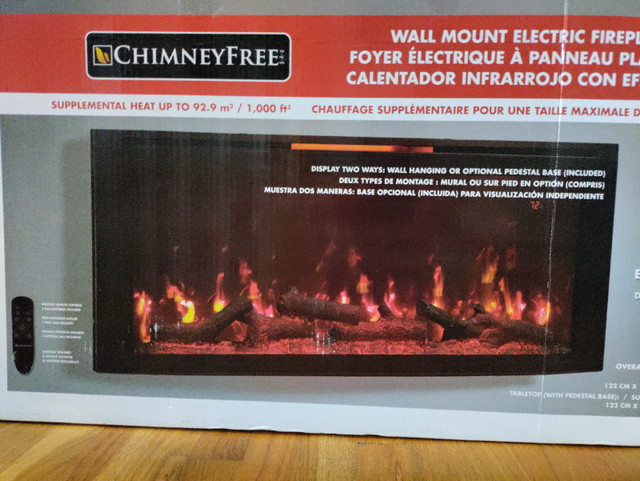 ChimneyFree 48" Wall Mount Electric Fireplace w Infrared Heater. in Fireplace & Firewood in Calgary - Image 2