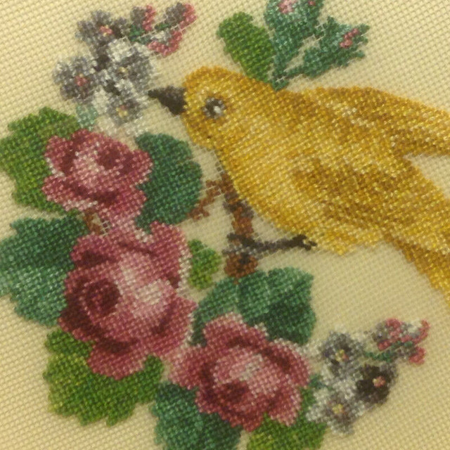 3 X  Vintage Needlepoint Embroidery Birds Flower Framed in Arts & Collectibles in Vancouver - Image 2