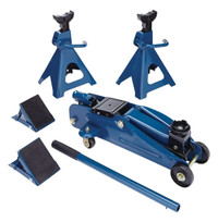 Certified 2 ton jack set with stands and chalks 