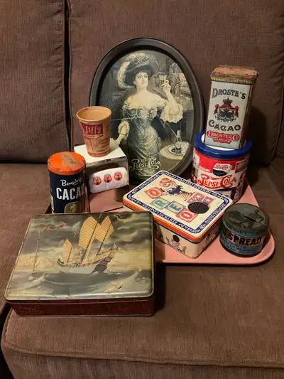 vintage tins Holland Coca Cola Pepsi Oreo Jiffy Lunch Droste's, View more