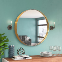 New ANDY STAR Brushed Gold Round Mirror 24”