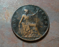 1899 British Britain half penny coin