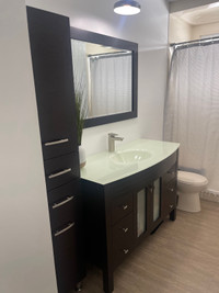 48 inch vanity with facet, mirror and cabinet take all for $1200