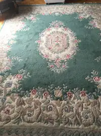 Oriental Style Area Carpets, Leaf/Floral, Hand Made, Teal Colour