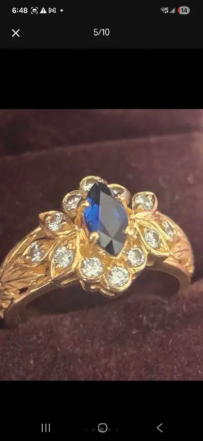 blue sapphire diamond  14k vintage, View more