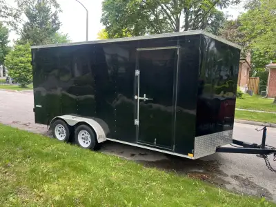 7X16 + V Nose Tires and brakes in great condition. Rear barn doors. 7' interior height