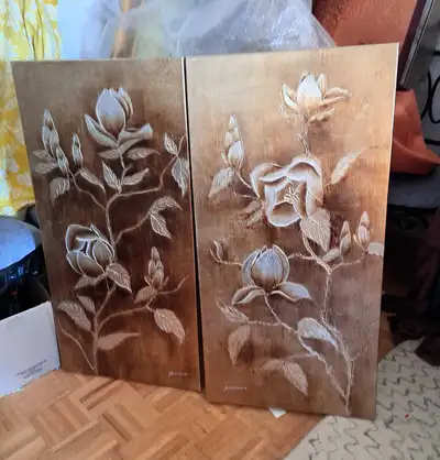 2 Textured Floral Wall Art Set, View more