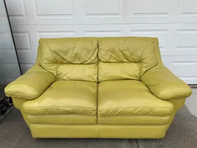 Green real leather loveseat…ONLY $190, View more
