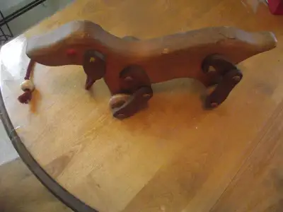 Dachshund Vintage Wooden Pull Toy, View more