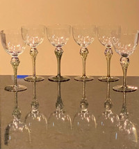 Vintage 1970s 6 Coupe Glasses withHand Blown Stem
