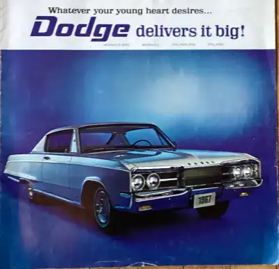 1967 DODGE AUTO BROCHURE FOR SALE THIS LARGE SIZE BROCHURE HAS 12 PAGES SHOWING MODELS OF MONACO 500...