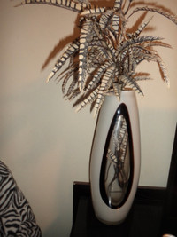 home decor, large  black and white heavy glass vase