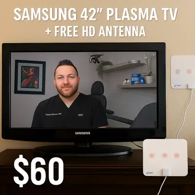 Selling a fully functional Samsung 42-inch Plasma TV (Model: PN42B450B1DXZC) — includes a free HD an...