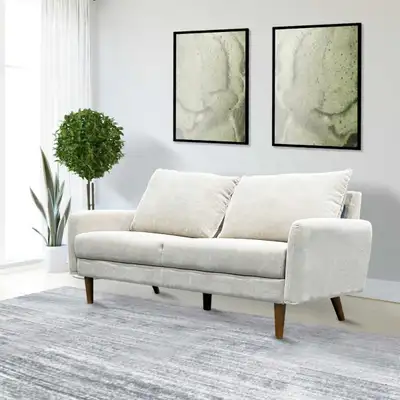 Refresh your living space with this stylish modern loveseat, featuring a durable fabric and comforta...
