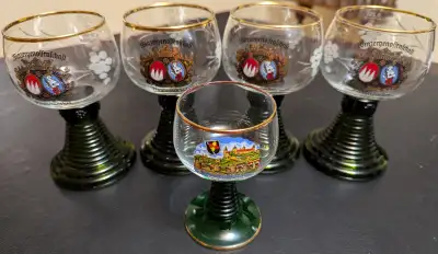 Vintage Bavarian German Römer Roemer 0.25 L Wine Glasses (5), View more