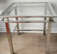 Modern Beveled Glass and Metal Side/ End Table
