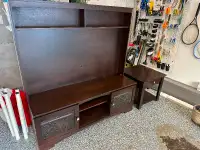 Meuble tv et table en bois couleur chocolat