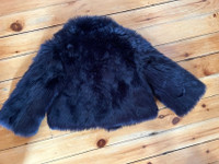 Girls Dark Navy Fur Coat - Size 5 - 6