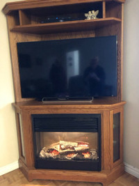 Corner cabinet fireplace and t.v. 