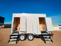 Double Stall Washroom Trailer with Flushable Toilets & Sinks