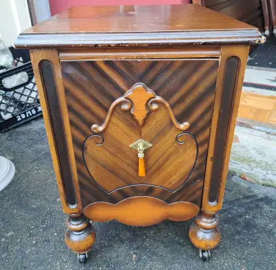 Vintage 1920s-30s Art Deco Cabinet – Solid Wood, Ornate Detail, View more