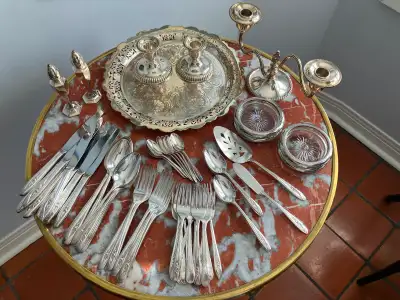Handsome pieces that have been well cared for. Selling as a complete batch. Silver plated decorative...