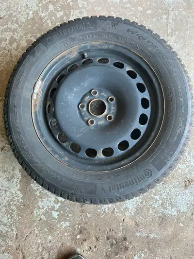 I am selling set of 4 Continental Winter Contact SI winter tire mounted on a steel rim, sized 215/60...