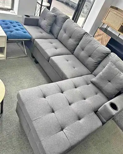 Sectional Sofa with Cup Holders, View more