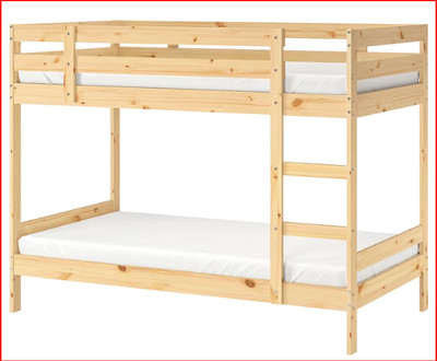 Ikea bunk bed frame, pine, twin size ($150)