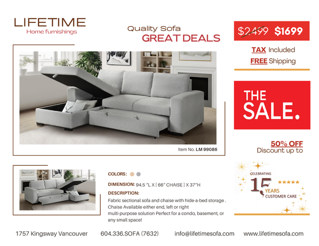 CONDO SIZE -Sofa bed with multiple back positions in Couches & Futons in Vancouver - Image 8