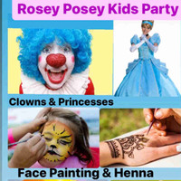 Clowns, princess, face painting, balloons, henna  $300 for 2 hrs