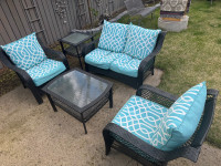 Lawn chairs and table set 5 piece with new cushions