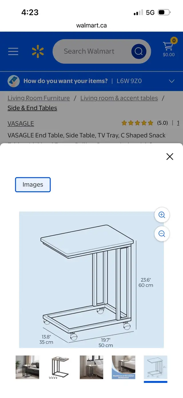 New VASAGLE End Table, Side Table, TV Tray, C Shaped Snack Table in Other Tables in Mississauga / Peel Region - Image 7