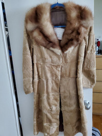 Calf fur coat with Fox fur collar