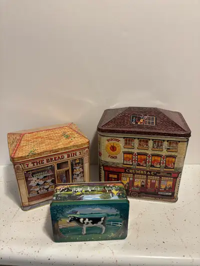 Tin Cans - The Bread Bin/Crumbs & Biscuits/ Dairy Farm $5 each, View more