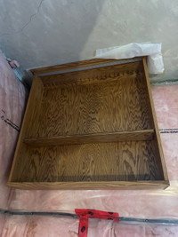 Custom Oak Trophy Case with sliding glass doors