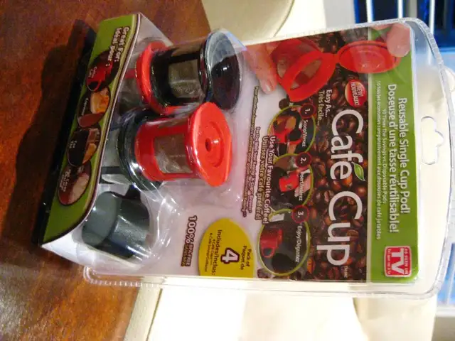 New As Seen On TV Cafe Cup Reusable Ground Coffee K Cup 4 Pack