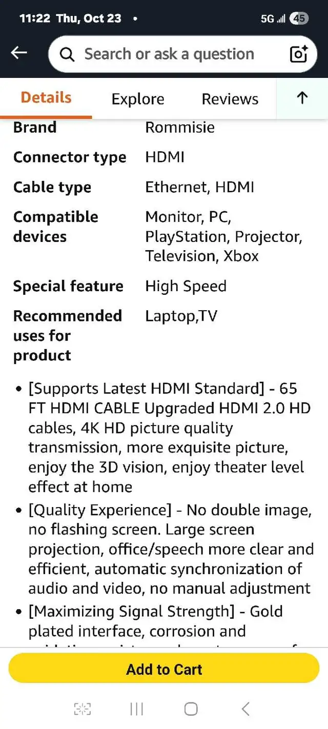 Rommisie 4K HDMI Cable 65 FT (HDMI2.0,18Gbps) Ultra High Speed G in General Electronics in Markham / York Region - Image 10