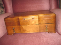 vintage silver flatware chest or Jewellery box, wooden