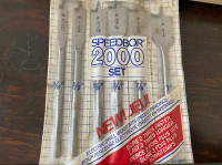 NEW! Speedbor 2000 power drill wood boring set. Six piece set.
