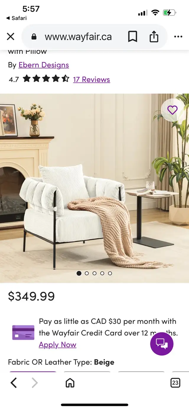 Accent Chair Reading Chair with Pillow Accent Armchair for Adult in Chairs & Recliners in Markham / York Region - Image 11