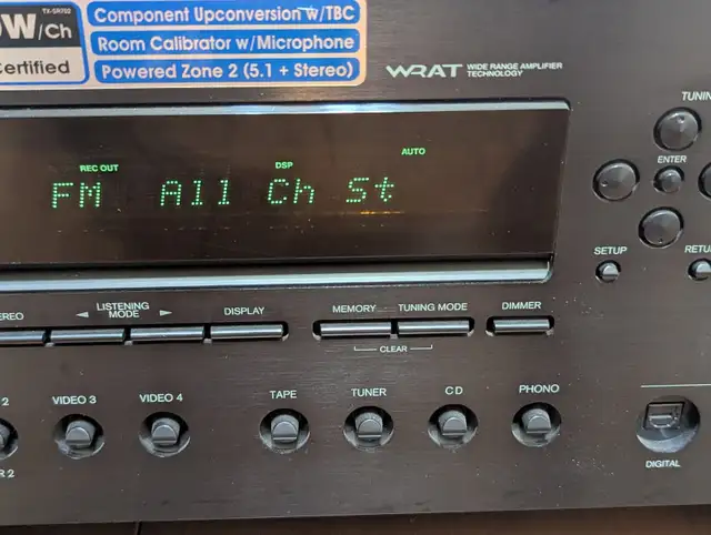 Stereo Receiver Onkyo TX-SR702 7.1 100 Watts / Channel Has Phono in Stereo Systems & Home Theatre in Red Deer - Image 6