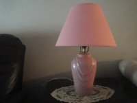 PRETTY PINK LAMP, 21 INCHES HIGH, LIKE NEW!