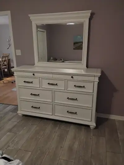 Beautiful white dresser and night stand, View more
