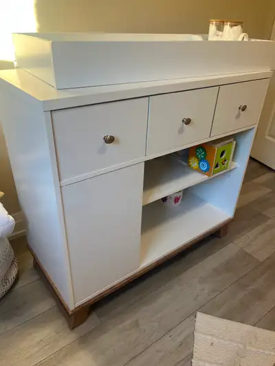 White dresser with removable topper change tablewith drawers, View more
