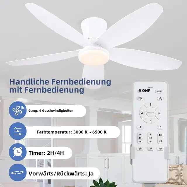 Surtime 36" Low Profile Ceiling Fan with Light & Remote/APP Cont in Indoor Lighting & Fans in Mississauga / Peel Region - Image 4